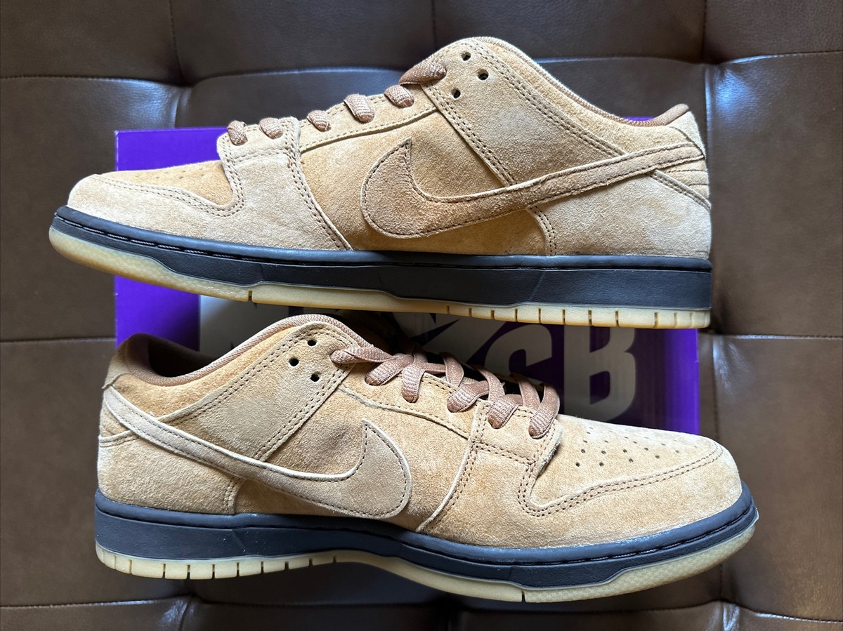 NIKE SB DUNK LOW PRO ”WHEAT MOCHA” Size 8M - Nike Dunk Low SB Pro Wheat Mocha Brown Low Top