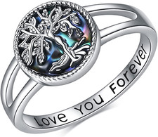 Tree of Life Rings 925 Sterling Silver Abalone Shell Tree of Life Rings Cute Tre