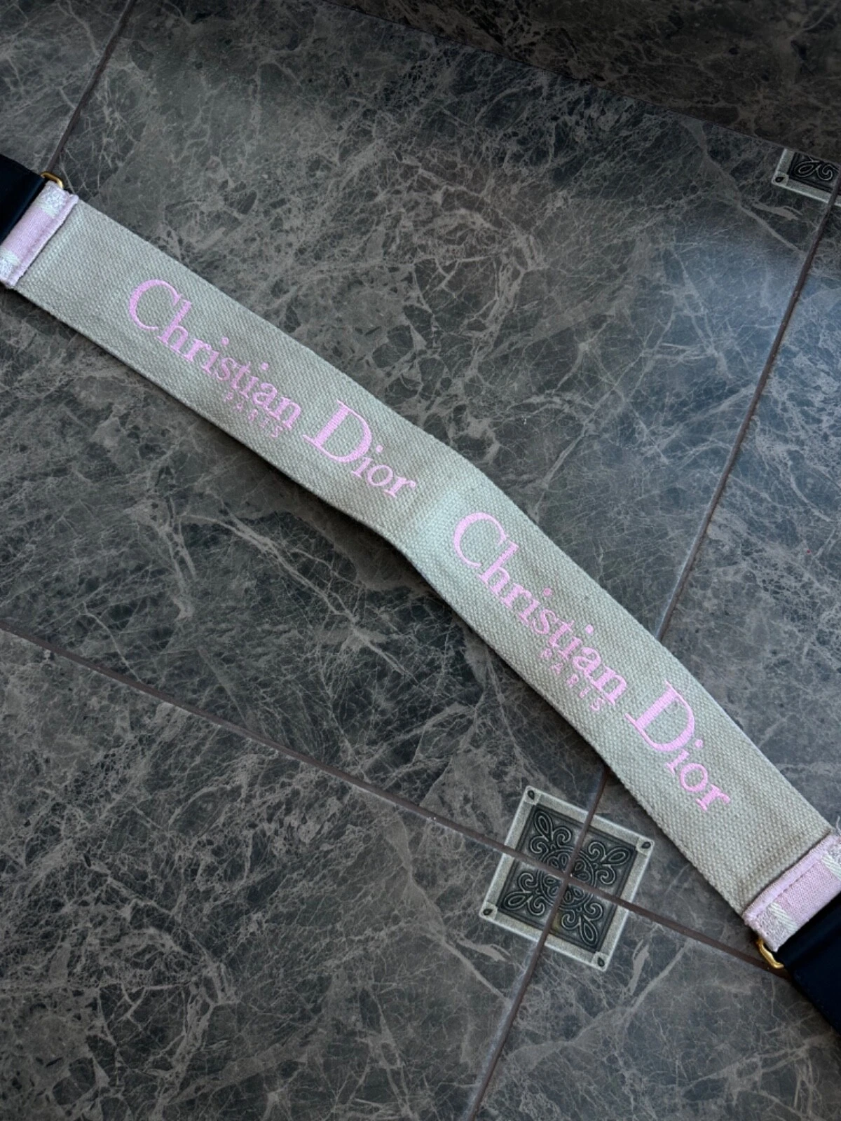 Christian Dior bandoulière toile et cuir rose