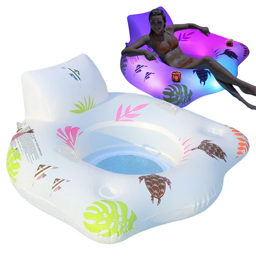 Pool Floats With 2 Cup Holders For Adults Inflatable Lounge Pool Toys Home Summe - Picture 2 of 13