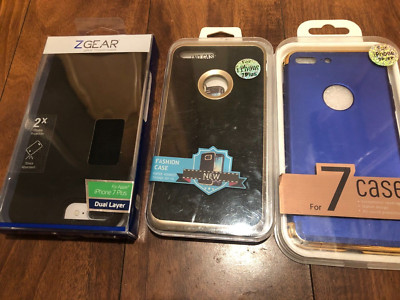 For Apple iPhone Case Fits 7 Plus dual layer 3 pack  bundle