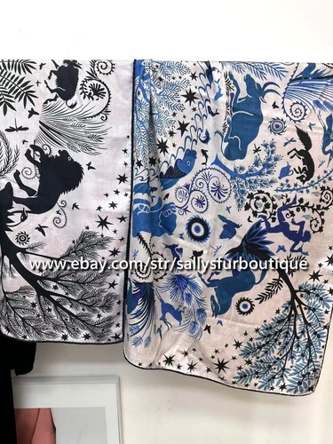 Sallys Quality 70% Cashmere 30% Silk Jacquard Wrap Scarf Animals Print Shawl 53" - Picture 5 of 40