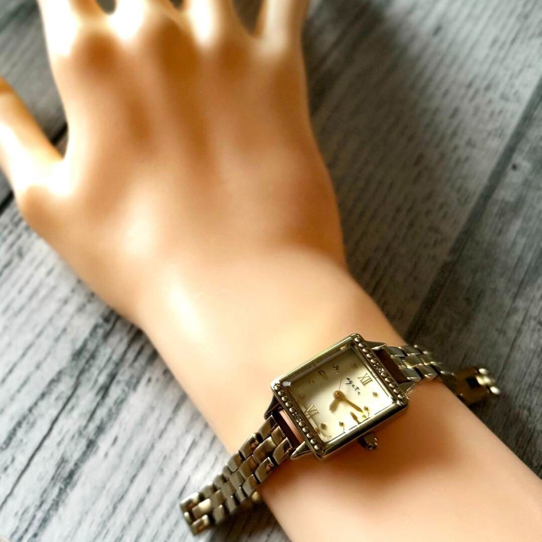 agete Square Watch Gold Used From Japan Check description | eBay