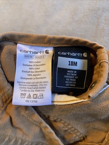 Carhartt Double Knee Bib Overalls Toddler 18 Months Brown Size 18M - Picture 3 of 3