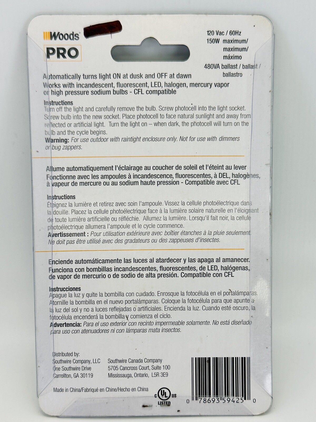 Woods Pro DuskToDawn Light Control 59425WD NEW in Package eBay