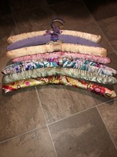 VINTAGE Multicolor Padded Satin Floral And Solid Clothes Hangers Lot of 7