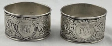 Pair of Gorham Aestetic Sterling Large Oval Napkin Rings-Mono'd