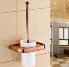 Rose Gold Brass Wall Mounted Toilet Brush Holder Set Bathroom Accessories