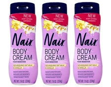 Nair Body Cream Hair Remover, Nourishing Oat Milk & Vanilla, 7.9 oz (Pack of 3)