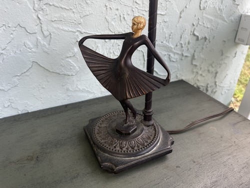 Mid-Century Cast-Metal/Glass Dancing Girl Table Lamp. - Picture 3 of 9