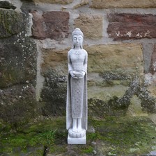 Buddha guardiano del tempio statua in pietra 66 cm 8 kg grigio cemento bianco antigelo