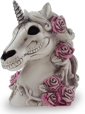 Gothic Unicorn Skull Piggy Bank- Sugar Home Decor Skeleton... 