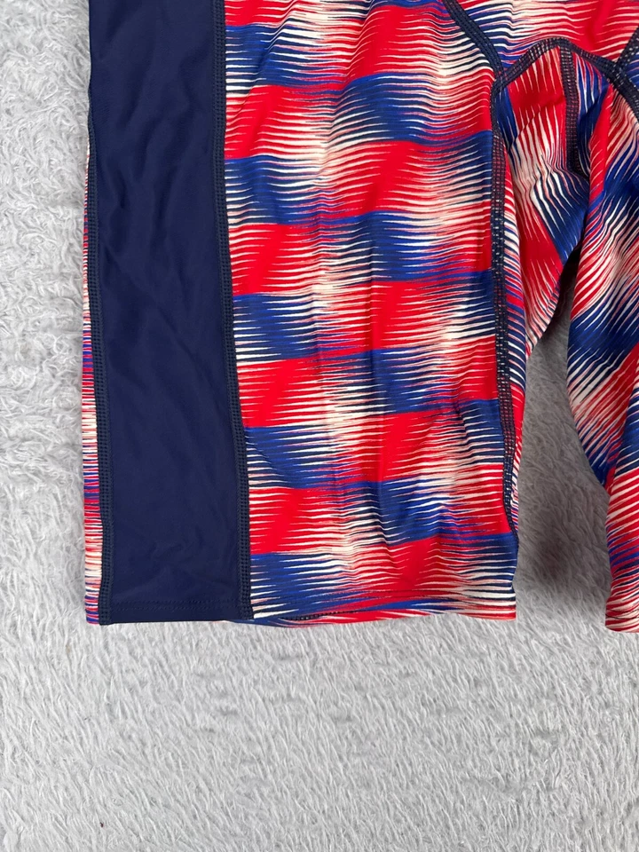 Shorts Dolfin Adulto 38 Azul Vermelho Jammer Maiô Mescla de Nylon Feito nos EUA - Imagem 3 de 4