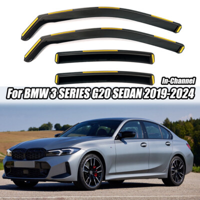For BMW 3 Series G20 2019-2024 Weather Shield Window Visor Rain Guard In-Channel