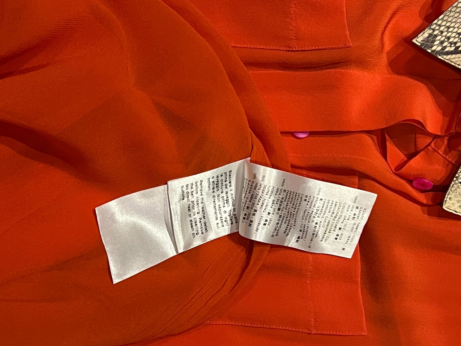 Gucci Dress Removable Python Skin Collar Orange S… - image 6