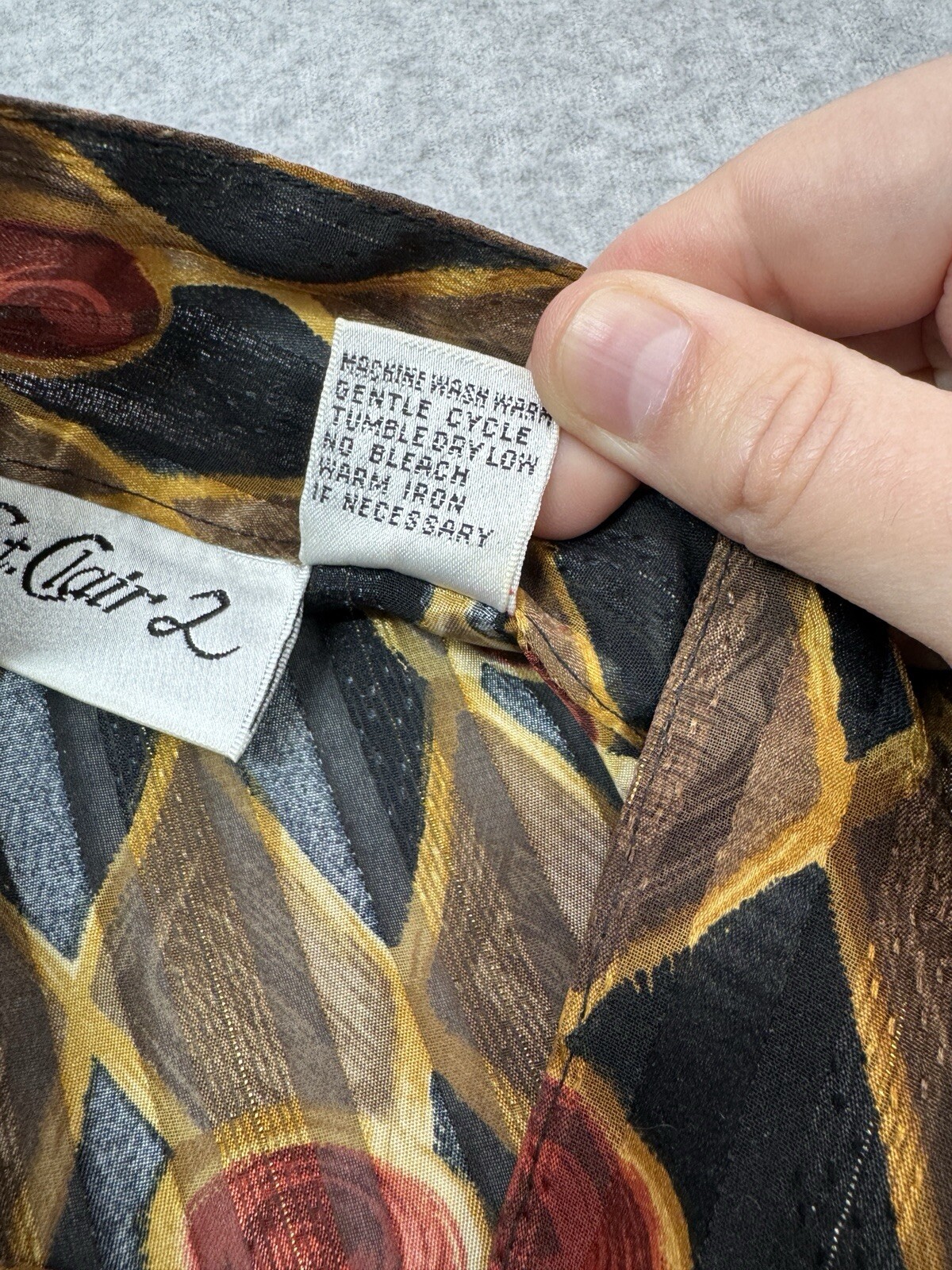 SAINT LAURENT Yves St. Clair 2 Camicia Donna 14 Larga Nero Oro Arlecchino Metallizzato Trasparente Top