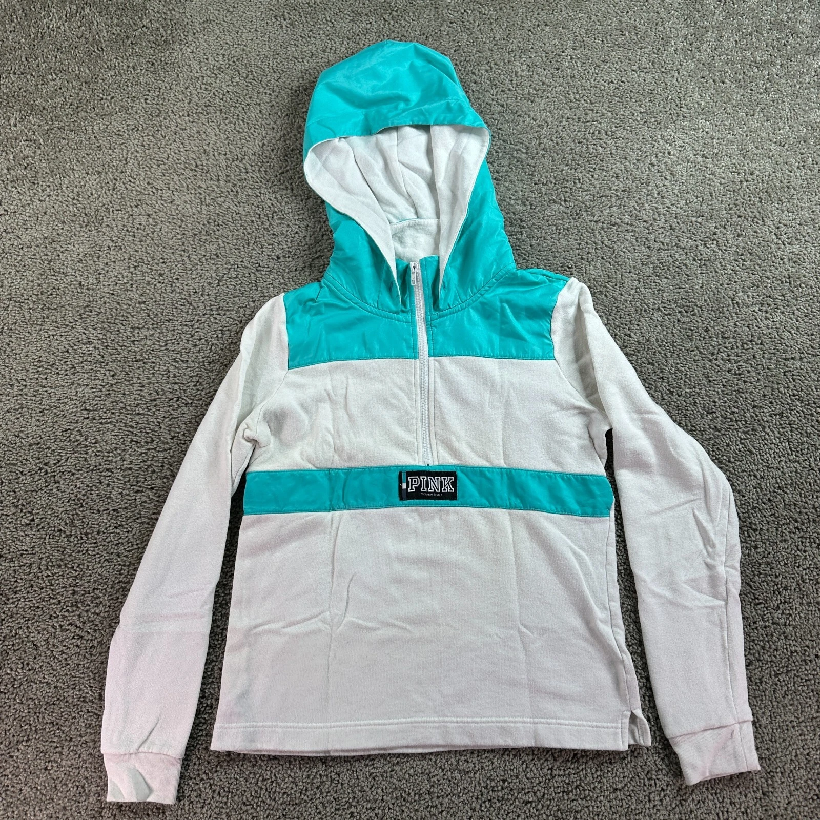 UNDERCOVER Felpa con cappuccio Victorias Secret ROSA donna piccola bianca verde full zip FLAW