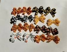 16 SM DBL LPD Halloween Dog Bows Dog Grooming Bows Hair Bows Handmade USA Pets