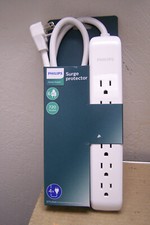 NEW Philips 6-Outlet Surge Protector with 4ft Extension Cord - Smooth White