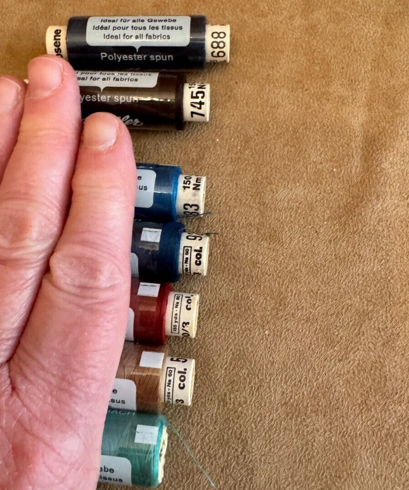 7 Spool Lot Mettler Metrosene Thread Sewing Germany sealed black multi colors - Image 3 of 4