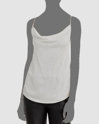 Cinq à Sept Women's Ivory Knit Cowl Neck Sleeveless Marta Cami Tank Top Size XS