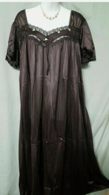 Comfort Choice Brown Nightgown  Long Short Sleeve  NYLON  SIZE 1X 56'' BUST