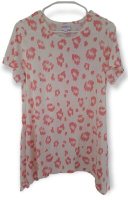 Lularoe Leopard Cheetah Small Melissa Shark Bite Top Pink White S NEW HTF!