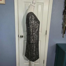 Lauren Conrad Women S Gray Sequin Dress 3/4 Sleeve Formal Cocktail NYE Party