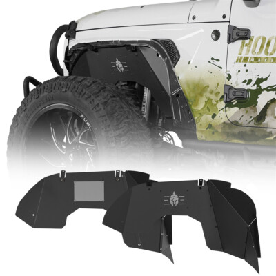 2x Aluminum Front Inner Fender Liners Fit 2018-2025 Jeep Wrangler JL & Gladiator