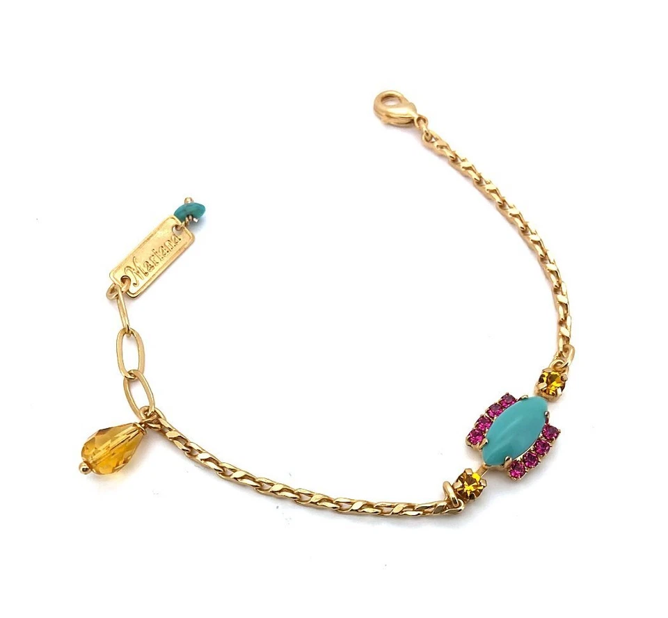 Mariana 女士手链 可爱绿松石、紫红色和黄玉 施华洛世奇哭... — 第 3/4 张图片