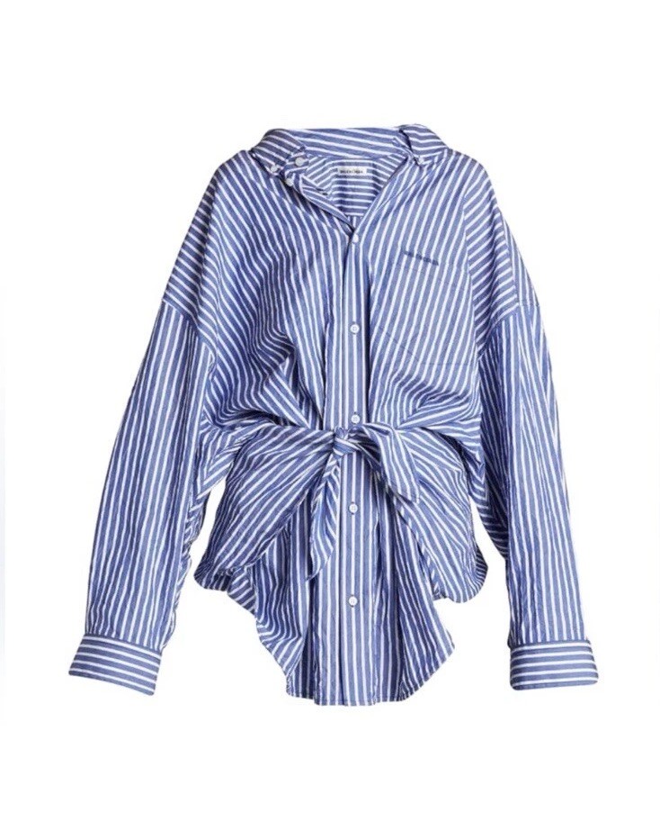 NWT Balenciaga Unisex Oversized Stripped Poplin Shirt Runway Size 3 $1,350