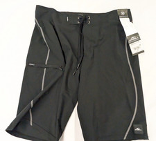 Mens O  Neill Hyperfreak Sz 30 Heat S-Seam Solid 21  Boardshorts Black Silver NWT