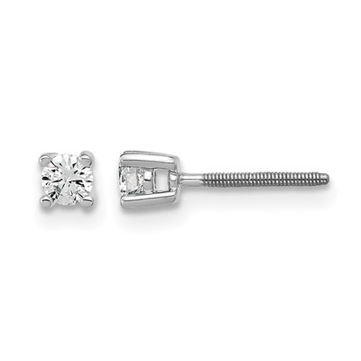 14k Weißgold 1/5 Kt Lab Gezüchteter Diamant Runde 4 Krappen Schraub Ohrstecker