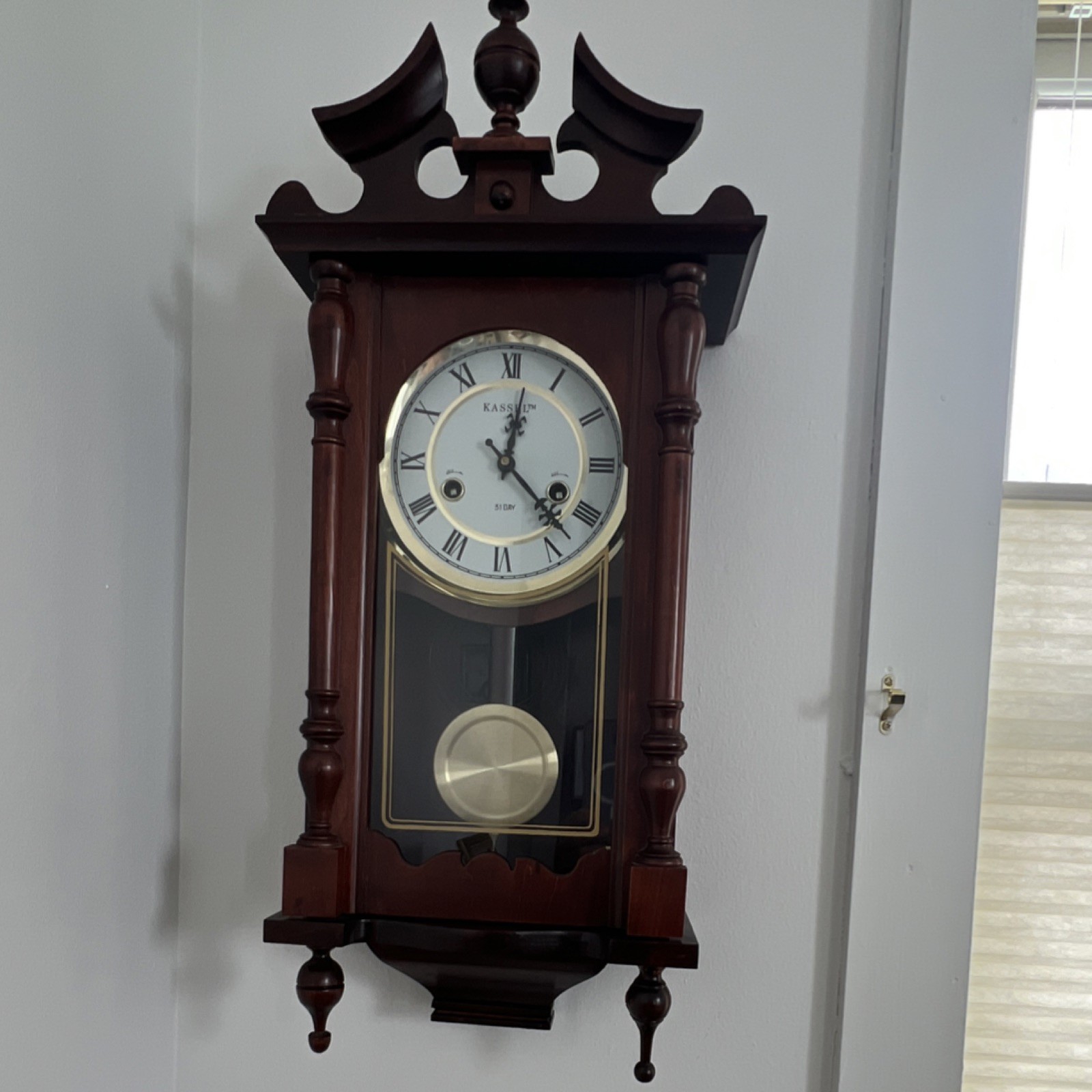 Kassel Mechanical Wall Clock Mahogany Pendulum Roman Numerals Traditional
