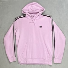 Adidas Originals 3-Stripes Hoodie Womens Medium Pink Trefoil Logo Made Pakistan