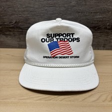 Vintage Support Our Troops Hat Cap Snap Back Operation Desert Storm Mens 90s