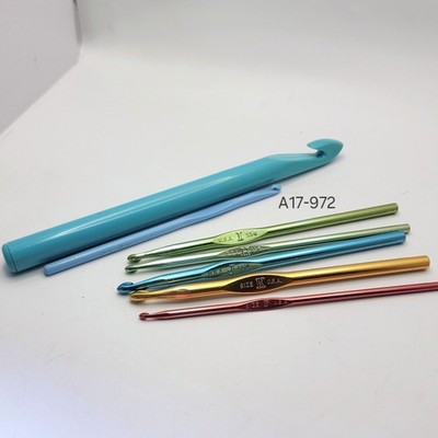 Vintage Boye Crochet Hook Set Aluminum and Plastic Sizes F H I J K USA Made 7pc
