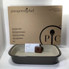 Pampered Chef Stone 9x13 Gray Rectangle Baker 1423 Casserole Pan
