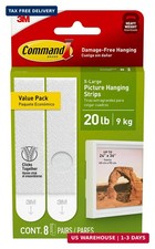 Command 20 lb XL 8 Pairs Heavyweight Picture Hanging Strips 16 Strips , Damage-
