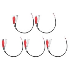 5pcs Speaker RCA Female Plug Jack to Bare Wire Open End Audio Adapter,0.25m