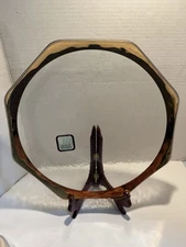 Annie Glass Roman antique gold 13.5 serving tray platter Unusual  Octagon signed