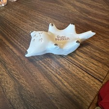 Vintage Gum Parker Ceramic Kitty Cat Figurine Kitsch White Brown Circa 60s  