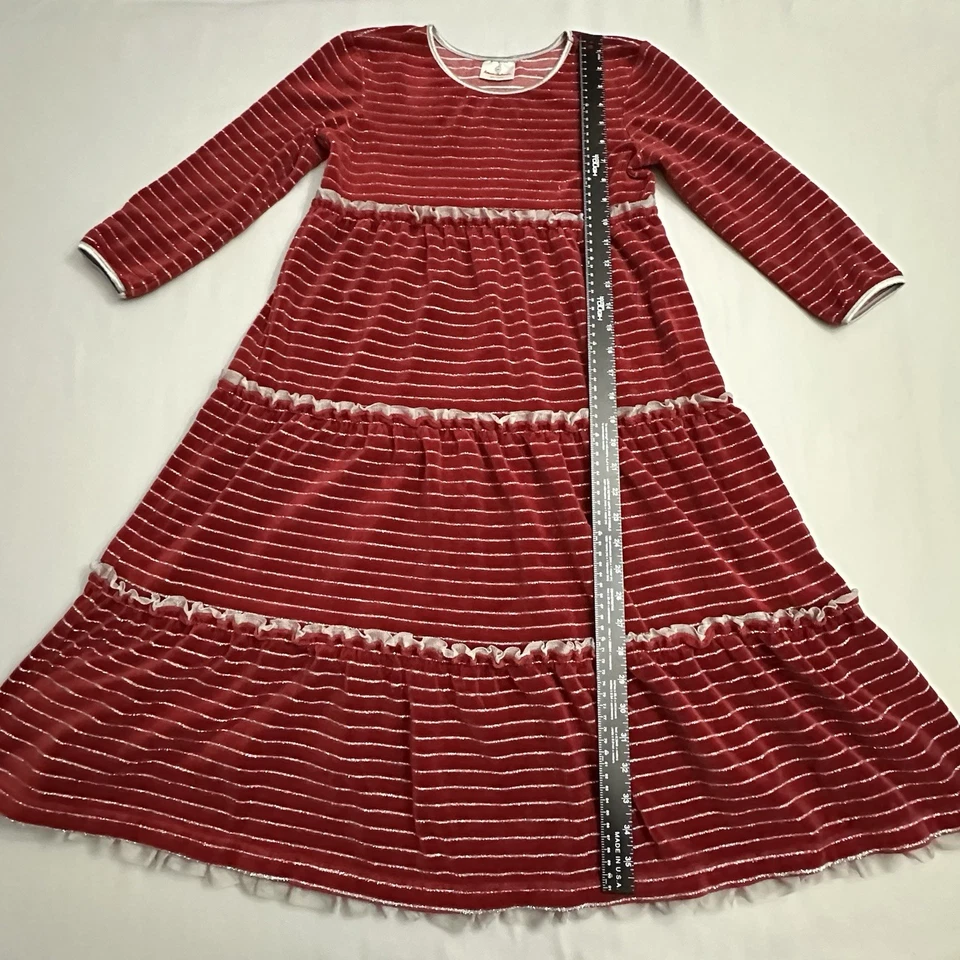 Vestido Hanna Andersson Terciopelo en Niveles Niñas 160 14-16 Terciopelo Metálico Mezcla de Algodón Foto 3 de 4