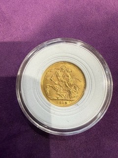 1913 King George v Full Sovereign 22ct Gold Coin In Capsule Sigma Tested