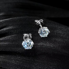 925 Sterling Silver Gold Plated Six Claw Stud...