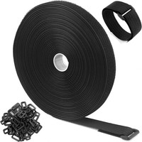 Klettband 10M X 2Cm Kabelbinder WiederverschließBar Schwarz, Freie