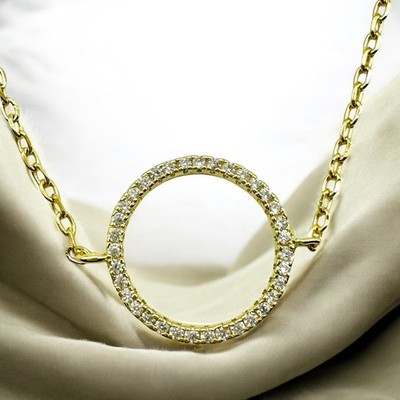 LUSSO Sterlingsilber vergoldet rund CZ Kreis Bettelarmband - NEU