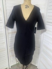 NWT LULUS Black Pencil Sheath Bodycon Dress Knit NEW sz Large