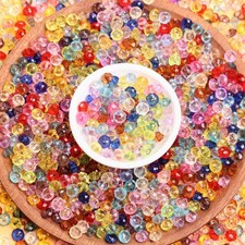 100/200Pcs Mix Rondelle Acrylic Spacer Loose Charm Beads for Jewelry Making  