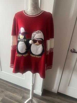 Fun Holiday Time Embellished 2x Sweather  Red/white